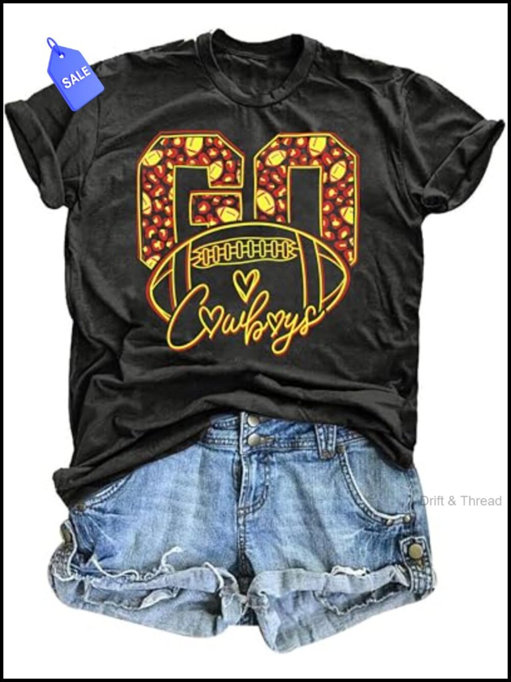 Football Shirts for Women Game Day Heart Graphic Short Sleeve T-Shirt